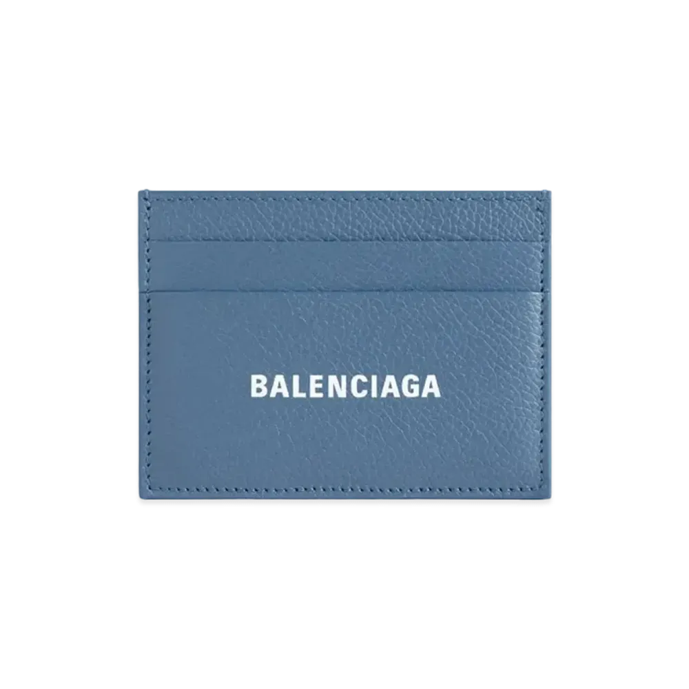BALENCIAGA Cash Card Holder Grained Calfskin "Blue/White"