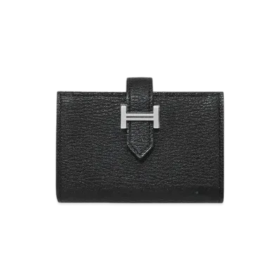 Hermes Bearn Mini Chevre Mysore "Noir/Silver"
