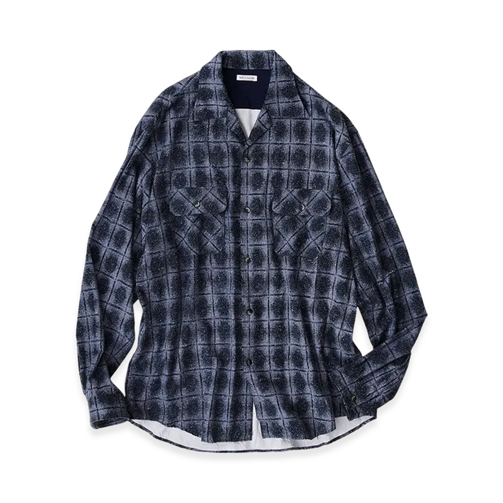 NICENESS Kurt FlaNNel Shirt Long Sleeve - Ombre Print Silk "Navy"