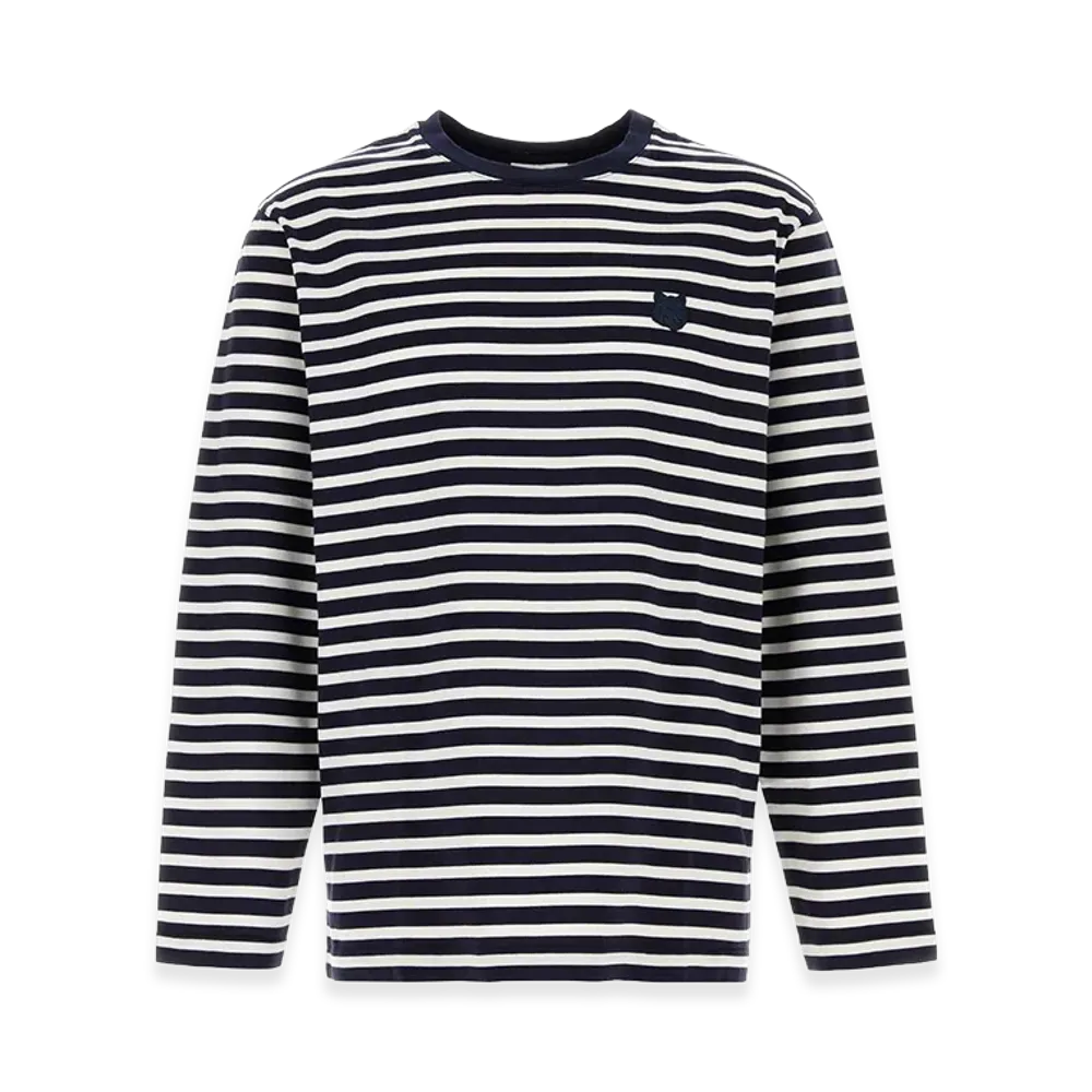 Maison Kitsune Embroidered Cotton Oversize T-Shirt "Stripped"