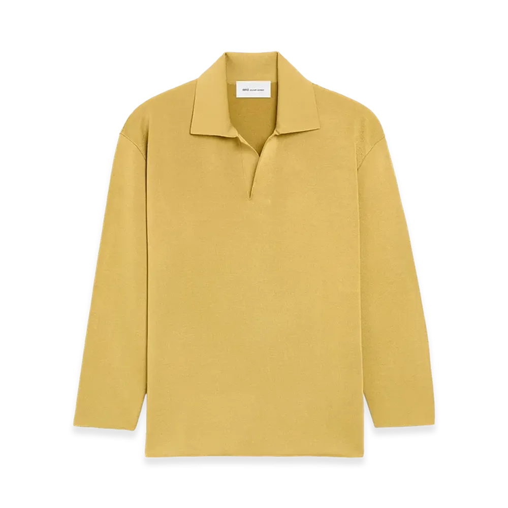 AMI PARIS Wool Long Sleeves Polo "Yellow"
