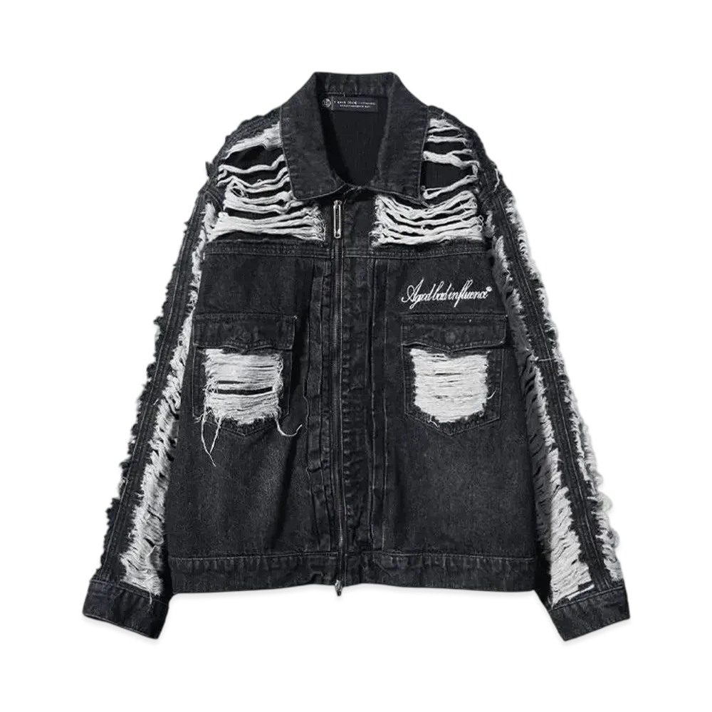 A GOOD BAD INFLUENCE CRUSHED DENIM JACKET "BLACK"