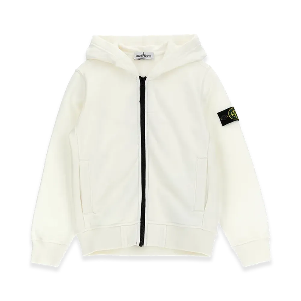 Stone Island Kids Logo Badge Hoodie "White"