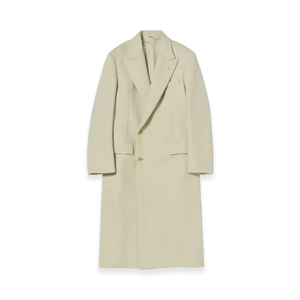 AURALEE Sponge Wool Twill Double Breasted Coat "Ivory"