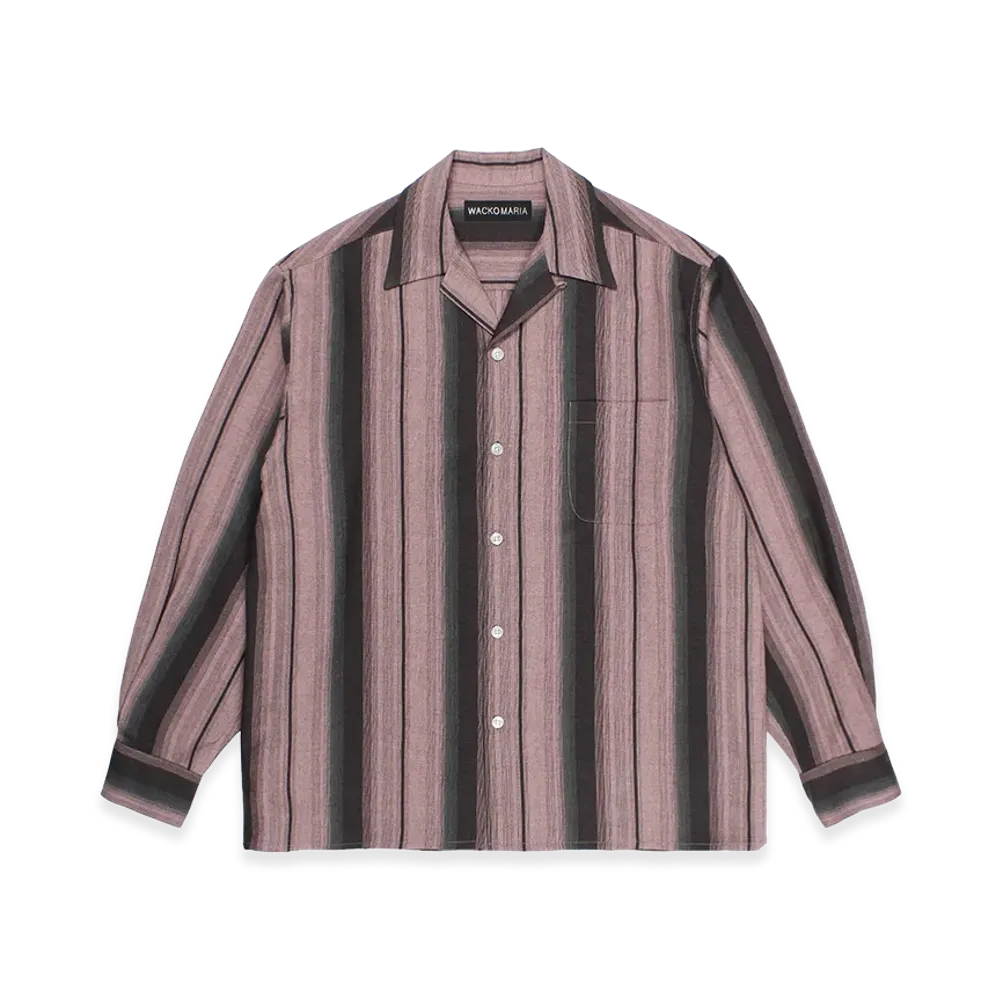 WACKO MARIA Ombre Striped Open Collar Shirt "Pink"