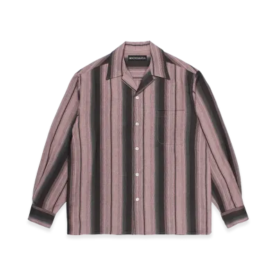 WACKO MARIA Ombre Striped Open Collar Shirt "Pink"