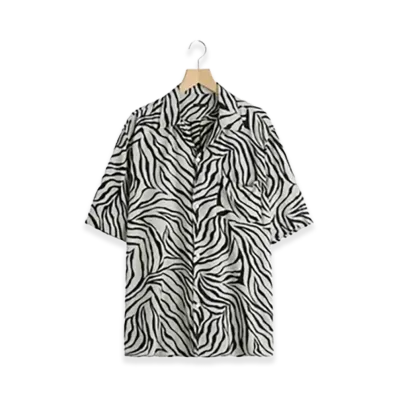 COMOLI ZEBRA S/S Open Collar Shirt "Zebra"