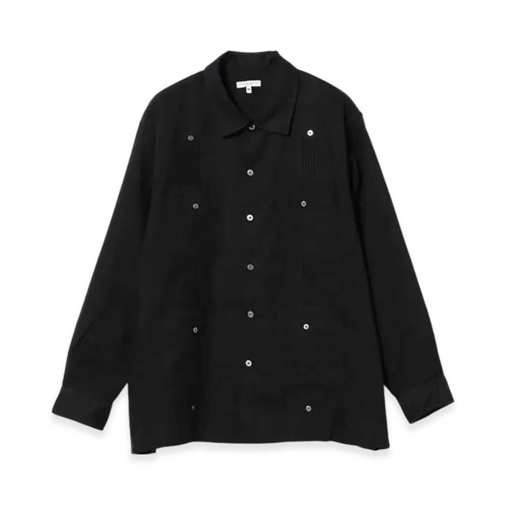 ENGINEERED GARMENTS Guayabera Shirt - Handkerchief Linen "Black"