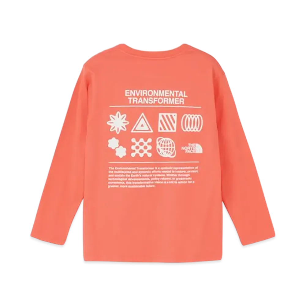 The North Face Kids Long Sleeve Graphic Tee "Living Coral"