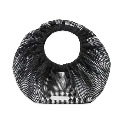 Alexander Wang Crescent Distressed Crystal Hotfix Mini Bag "Black/White"