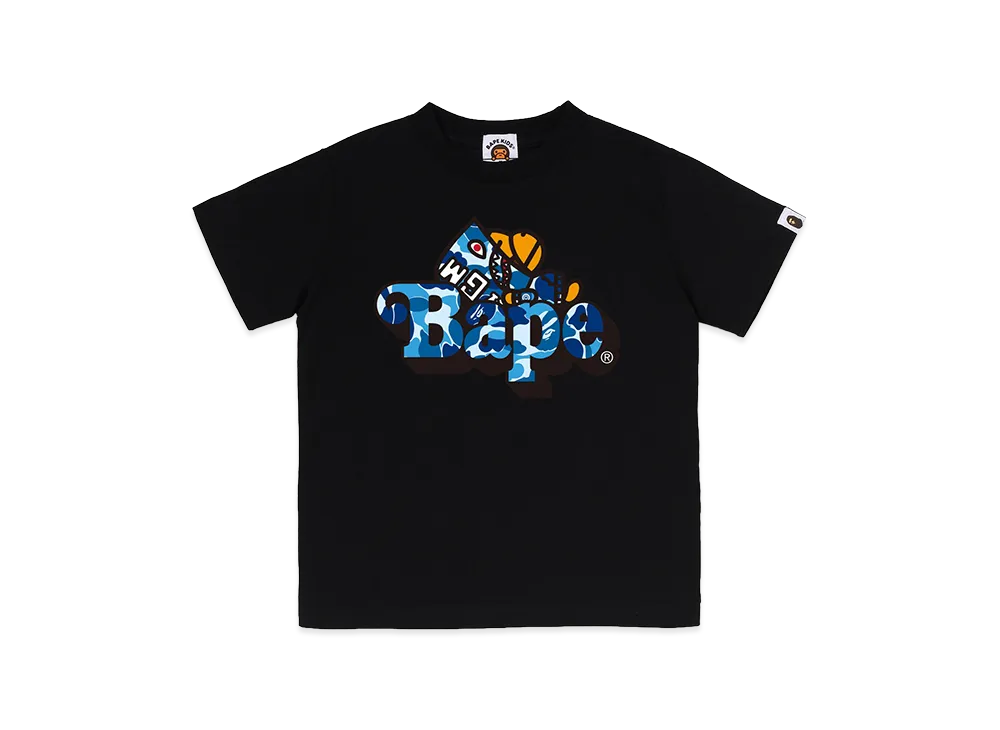 A BATHING APE Kids ABC Camo Shark Milo On Bape Tee "Black/Blue"