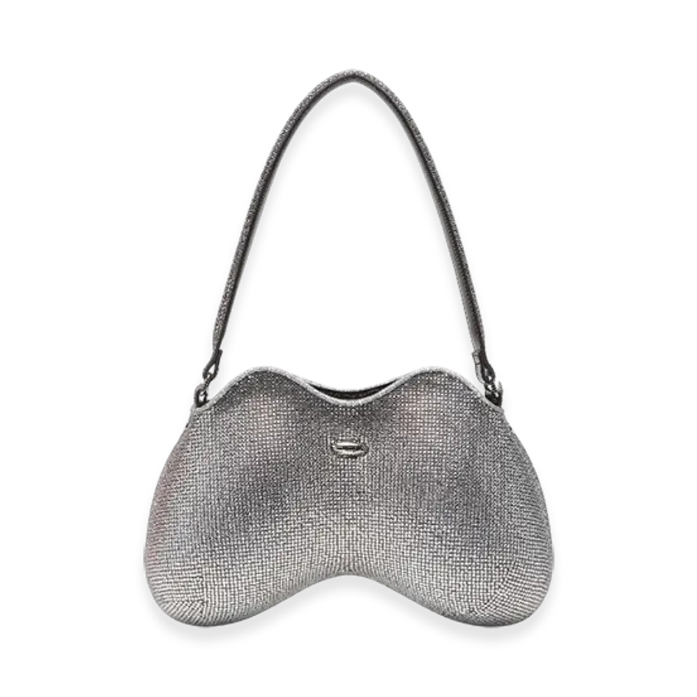 Diesel Double-D Shoulder Double-D-Shoulder Bag With All-Over Crystals "Silver"