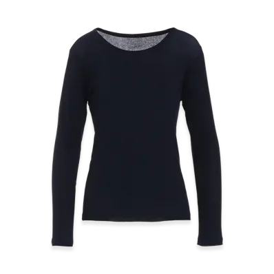Yohji Yamamoto High Twisted Rib Round Neck Long Slv T "Navy"