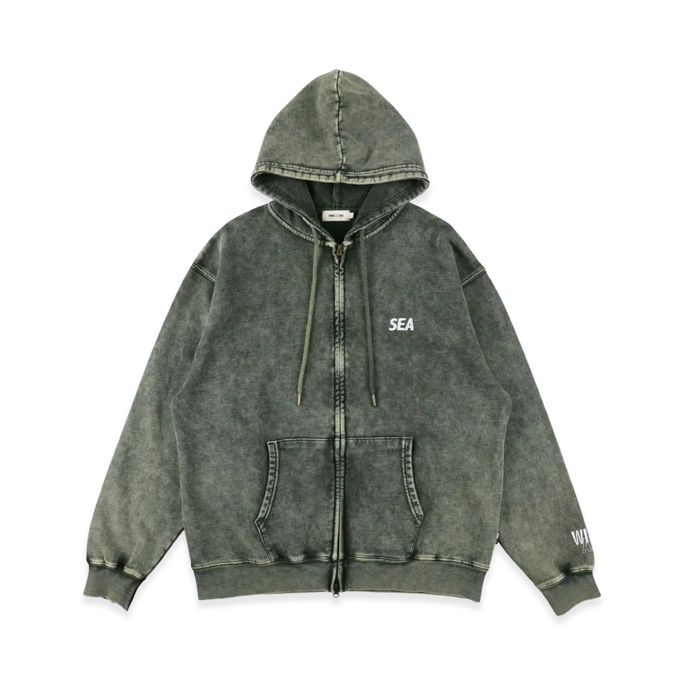 WIND AND SEA Aged Essential Zip Hoddie "Sage"