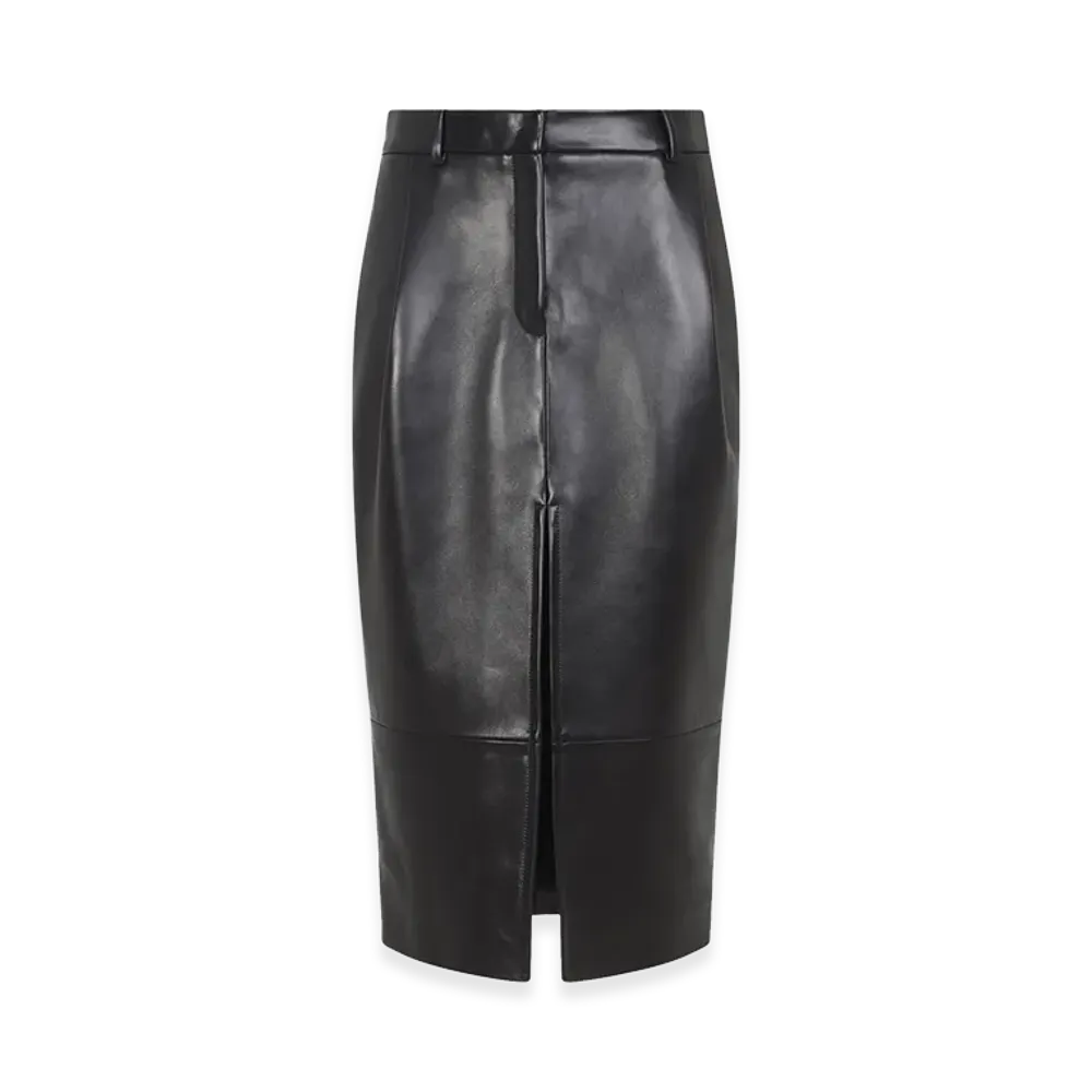 KHAITE Women's Leather Anden Skirt "Black"