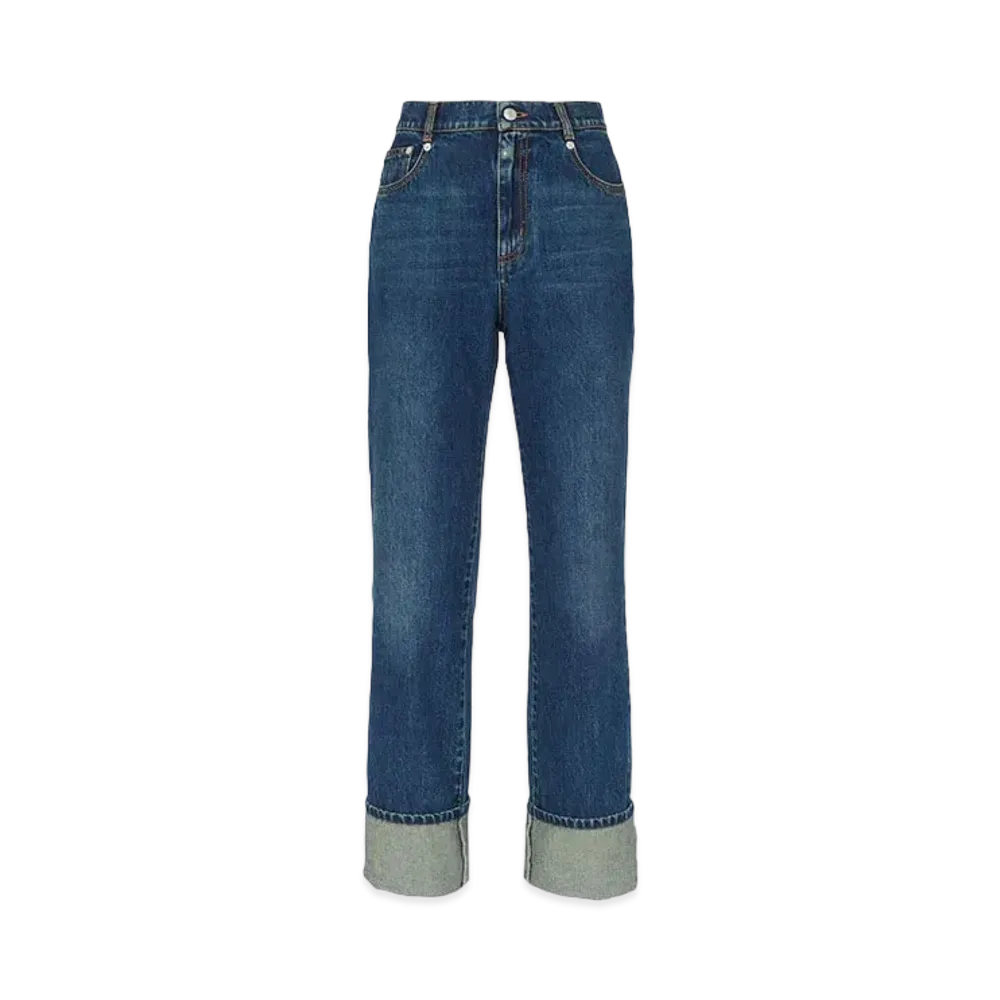 Alexander McQUEEN Rolled Up Boyfriend Jeans "Indigo"