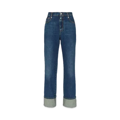 Alexander McQUEEN Rolled Up Boyfriend Jeans "Indigo"