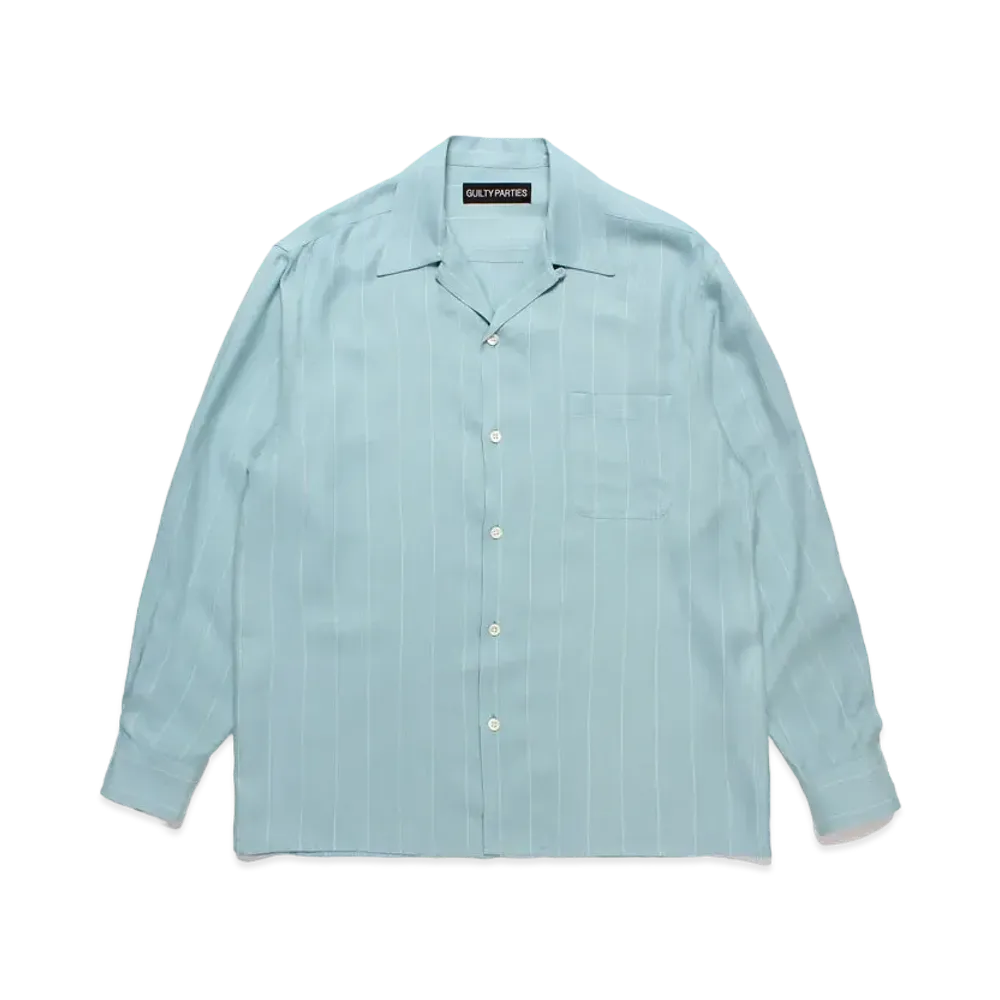 WACKO MARIA Striped Open Collar Shirt "Mint"