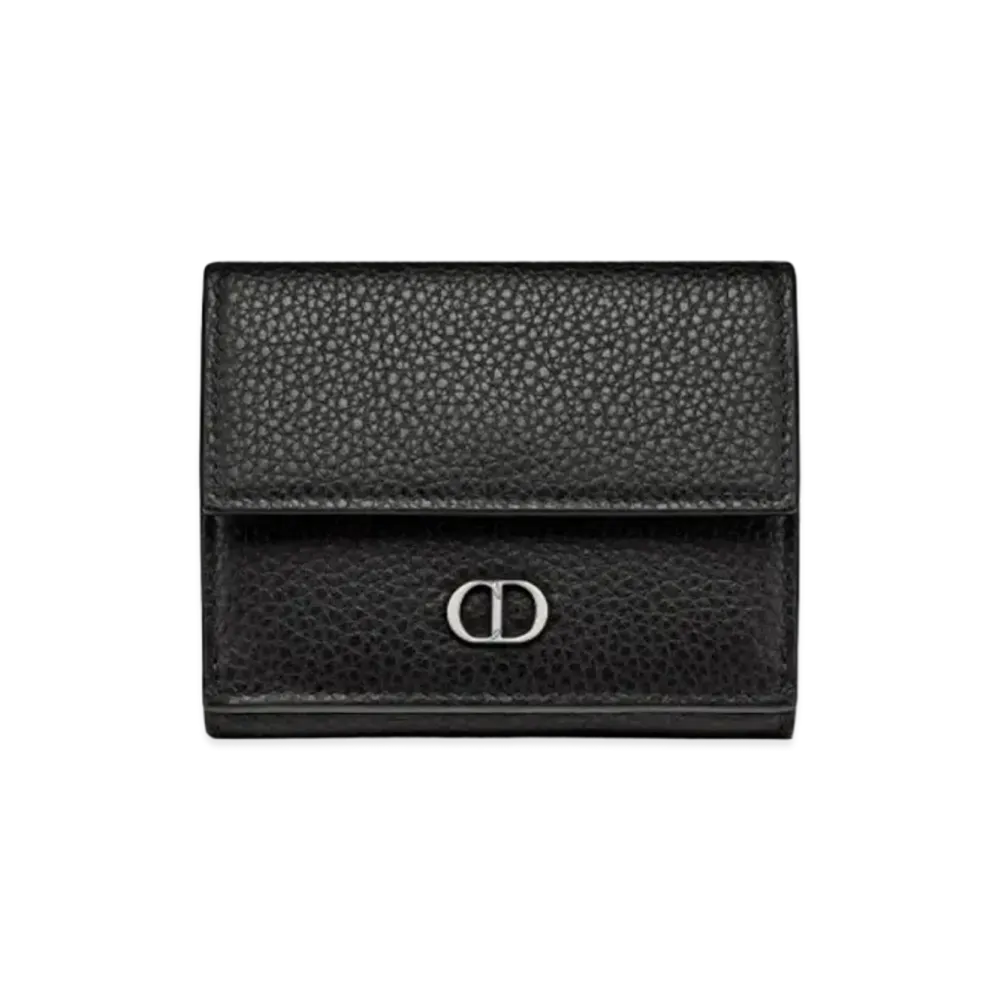 Dior Tri-Fold Wallet CD Icon Grained Calfskin "Black"