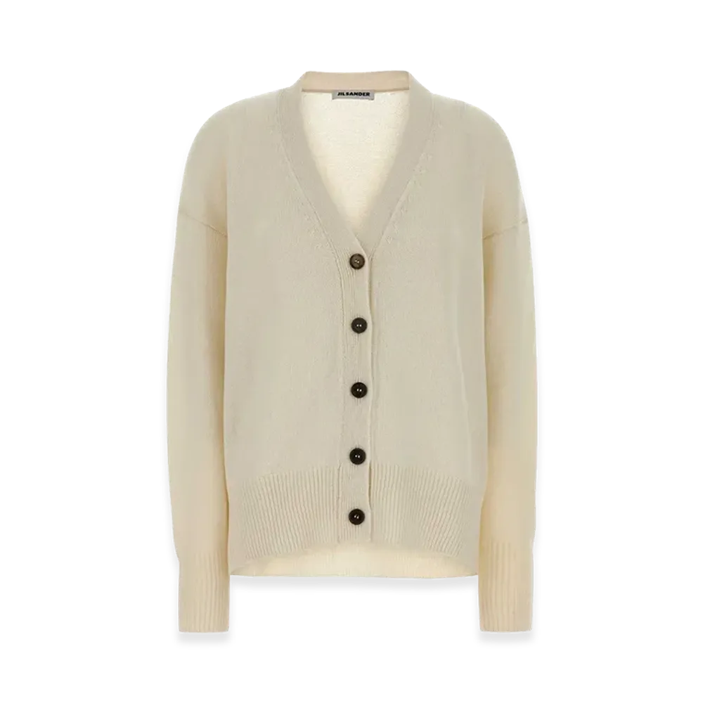 Jil Sander Women's Cashmere Oversize Cardigan "White/Ivory"