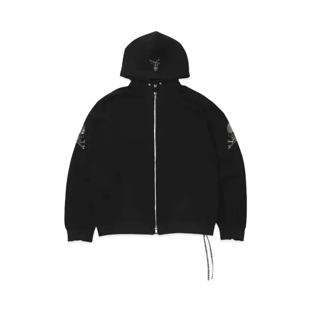 mastermind JAPAN Boxy Swarovski Zip Up Hoodie "Black"