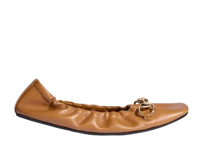 GUCCI Women's Prima Flat Ballet Shoe "Medium Brown"