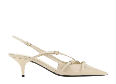 MIU MIU Women's Patent Leather Slingbacks with Buckles "White"