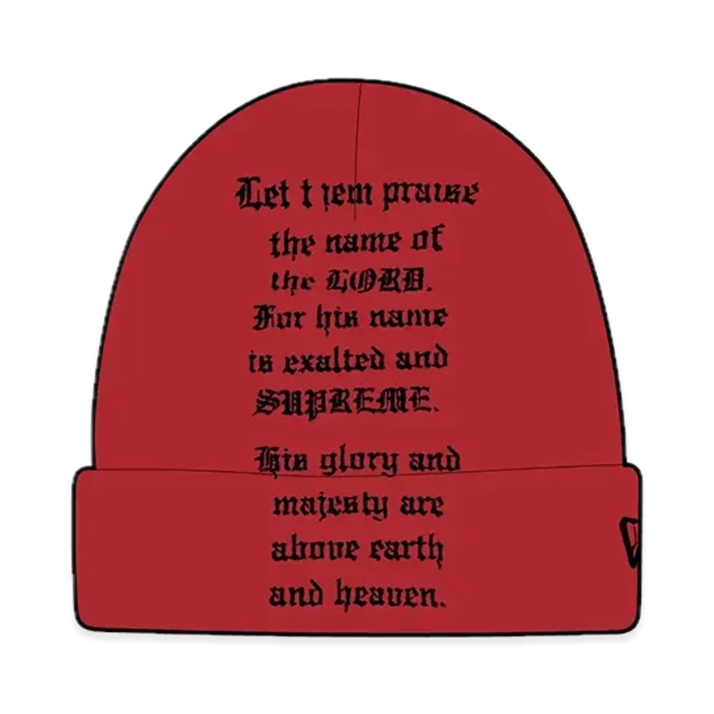 Supreme New Era Psalm Beanie "Dark Red"