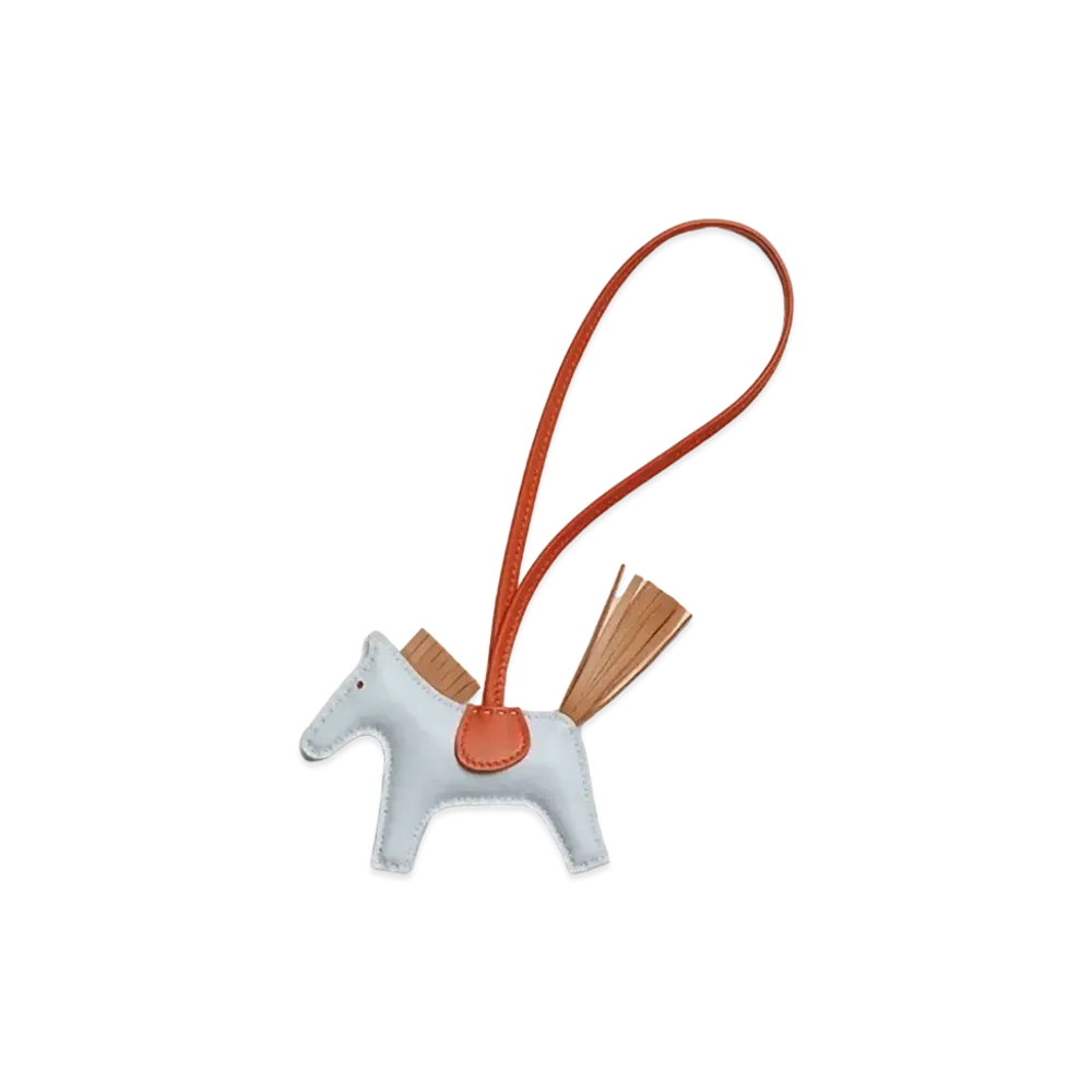 Hermes Rodeo PM Charm "Bleu Brume/Chai/Cornaline"