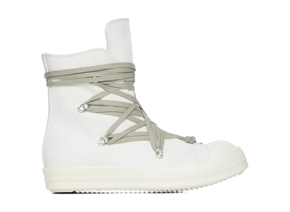 Rick Owens Women's DRKSHDW SS26 Megalace Sneaks 13oz Overdyed Denim "Cream/Milk"