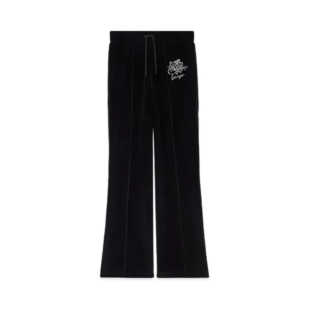 KENZO 'Star Tiger' Embroidery Velvet Track Pants "Black"