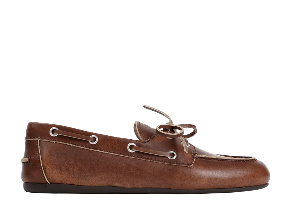 MIU MIU Women's Discolored Leather Loafers "Brown"