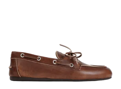 MIU MIU Women's Discolored Leather Loafers "Brown"