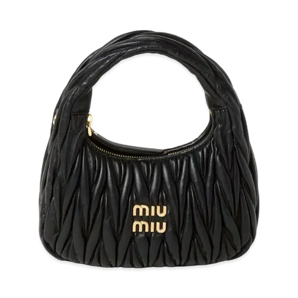 MIUMIU Wander Matelasse Nappa Leather Hobo Bag "Black"
