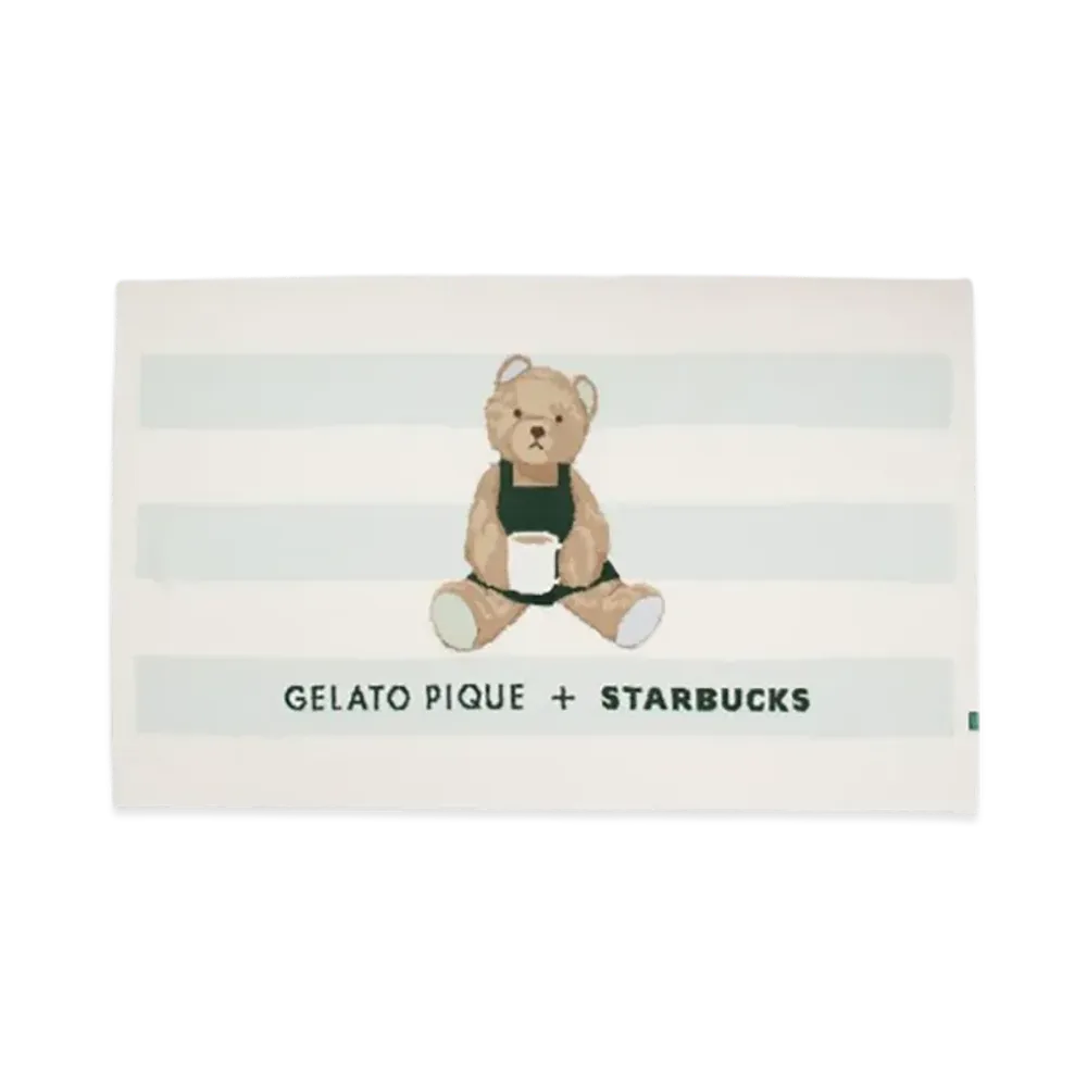 STARBUCKS x GELATO PIQUE Powder Bear Jacquard Border Blanket "Mint Green"