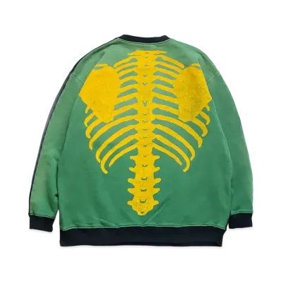 KAPITAL BACK HAIR 2 TONE REMAKE BIG SWEAT (BOUND PT) "Black Green"