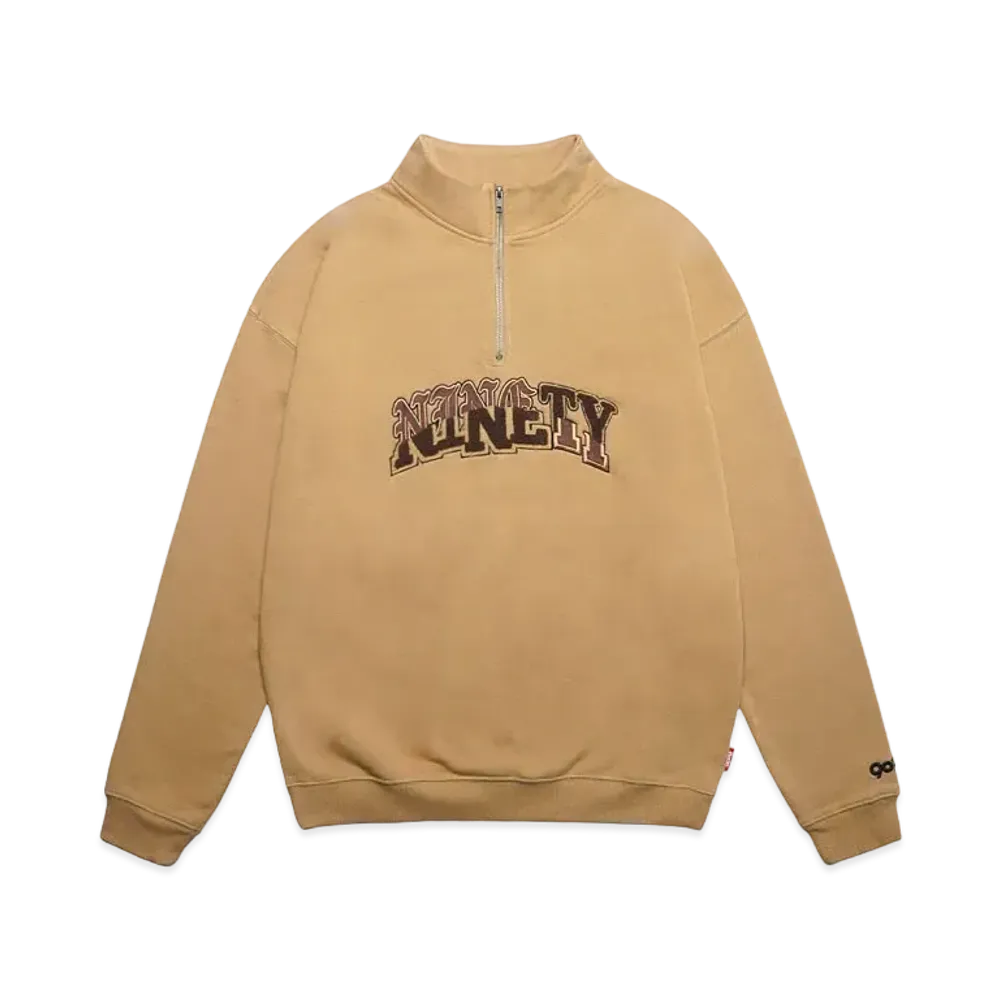 9090 Collage Logo Half-zip Sweat "Camel"
