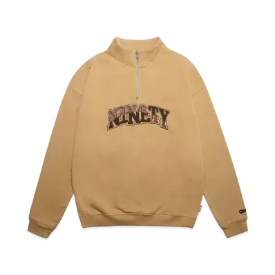 9090 Collage Logo Half-zip Sweat "Camel"