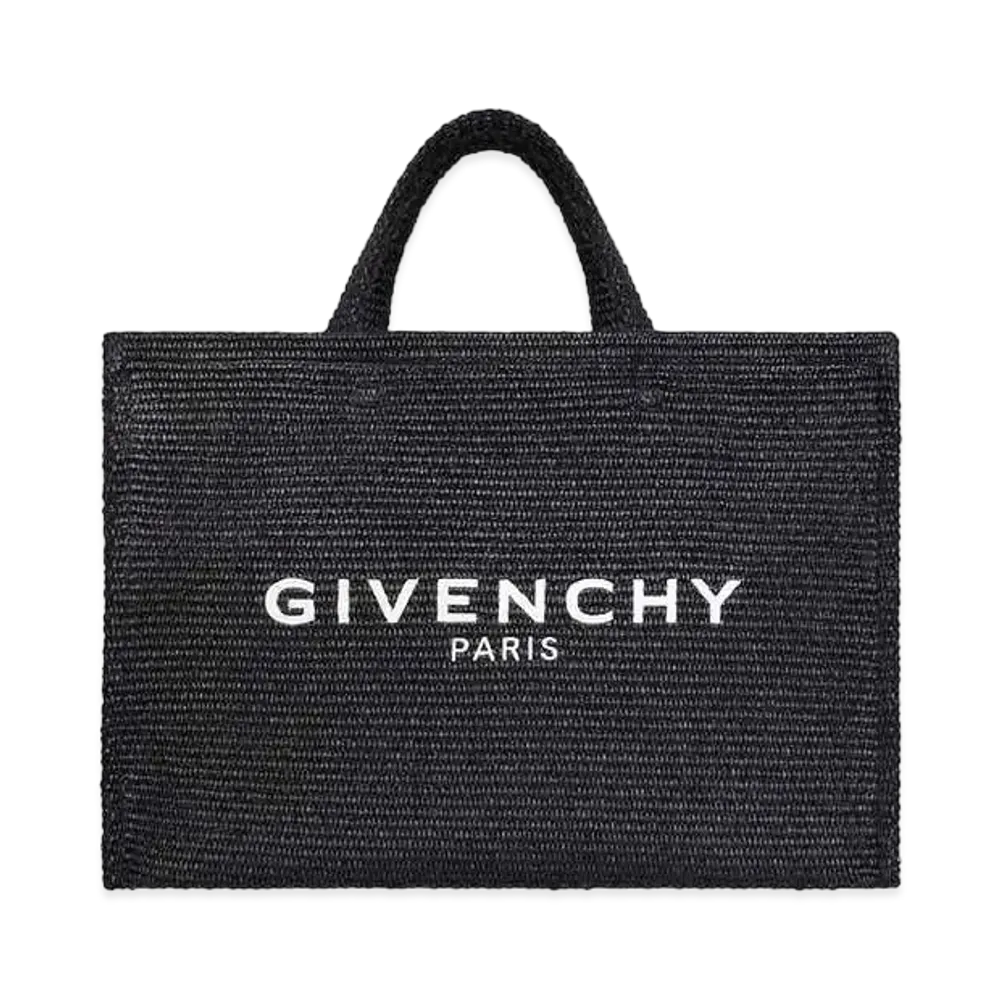 GIVENCHY Large G Tote Shopping Bag In Raffia "Black"