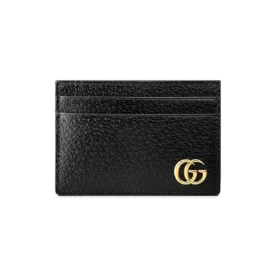 GUCCI GG Marmont Leather Card Case With Money Clip "Black"