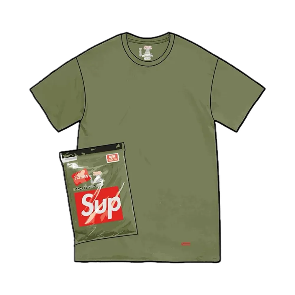 Supreme x Hanes Tagless Tees (2 Pack) "Olive"
