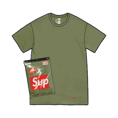 Supreme x Hanes Tagless Tees (2 Pack) "Olive"