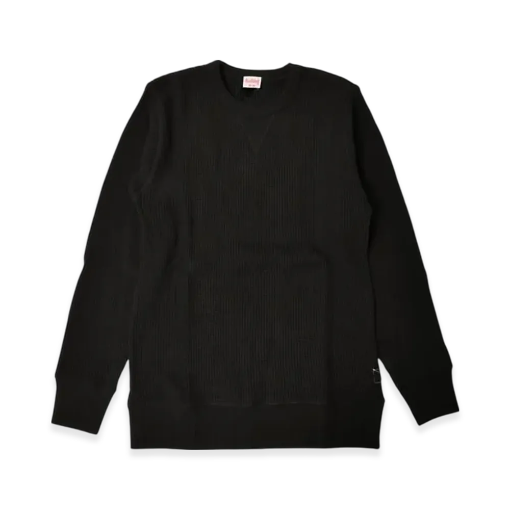 Healthknit Super Heavy Waffle Sweatshirt Long Sleeve T-Shirt "Black"