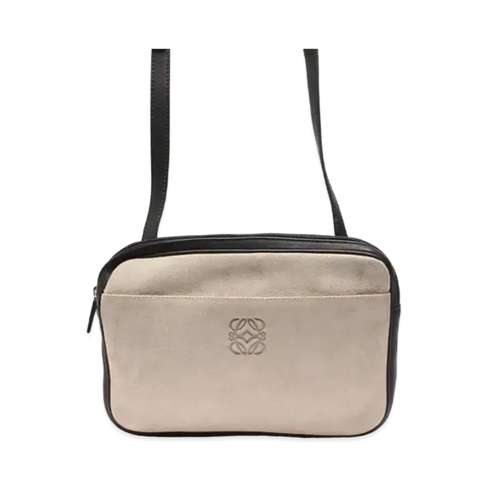 LOEWE Anagram Suede Shoulder Bag "Beige"