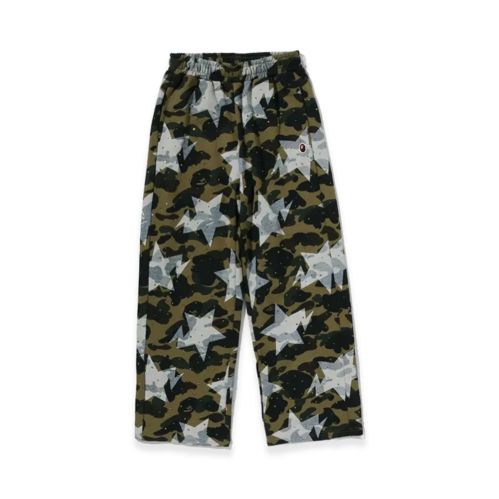 A BATHING APE Women's Crystal Stone Sweat Pants "Green"