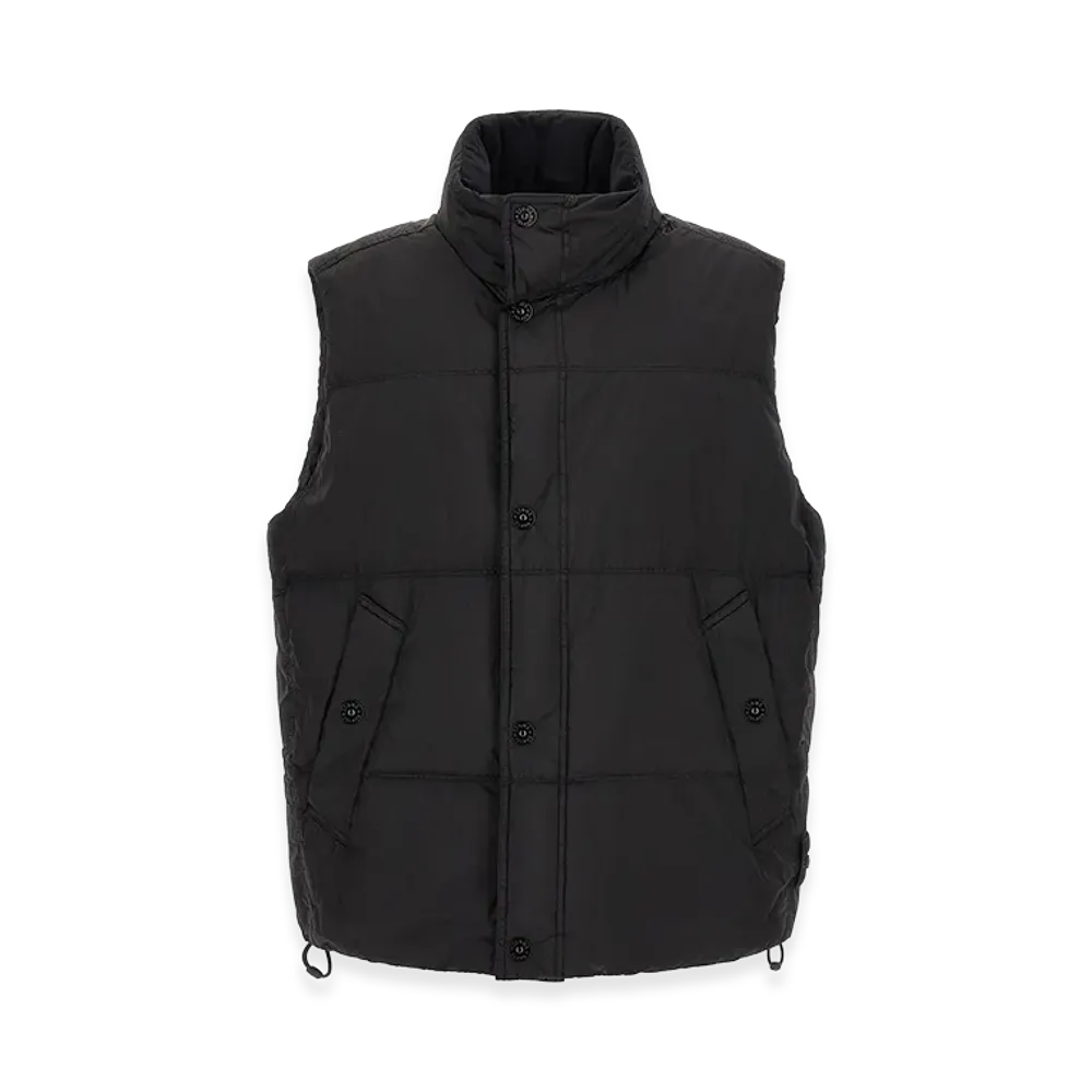 Stone Island Gilet Imbottito in Piuma Resistente Al Vento Con Antigoccia "Black"