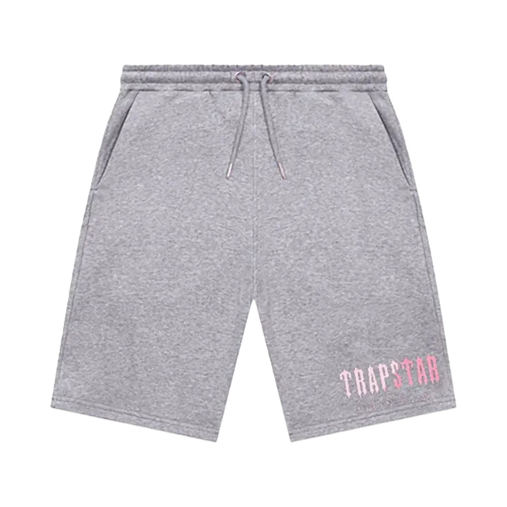 TRAPSTAR Decoded Chenille Hooded Shorts Set "Grey/Pink"