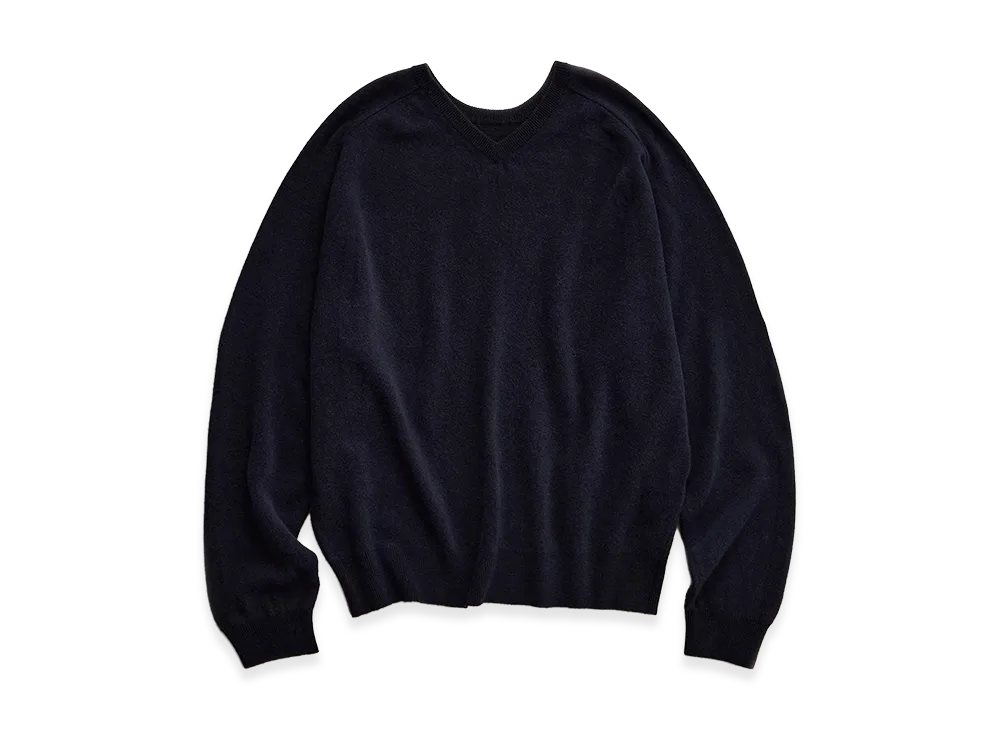 NICENESS Gibbons Vicuña Cashmere Double-Faced Sweater "Navy"