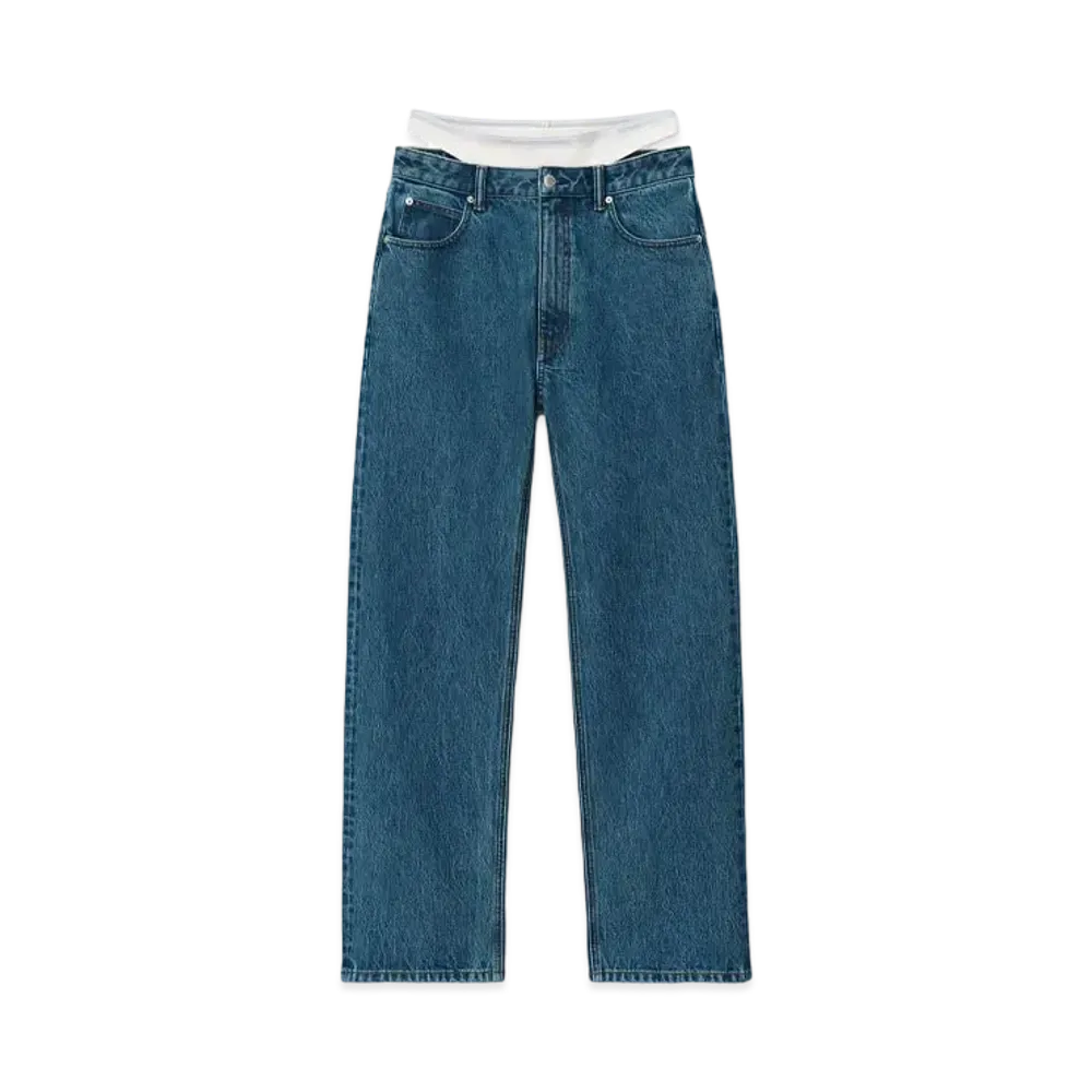Alexander Wang Denim Layered Loose Jeans "Deep Blue"