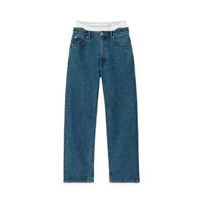 Alexander Wang Denim Layered Loose Jeans "Deep Blue"